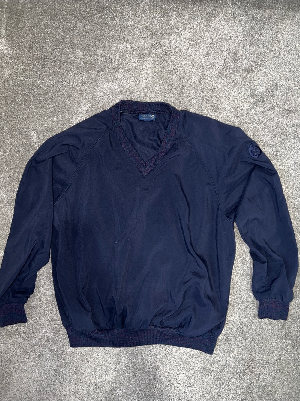 Sunderland of Scotland Windshirt Mens Large Navy V Neck Golf Pullover USA